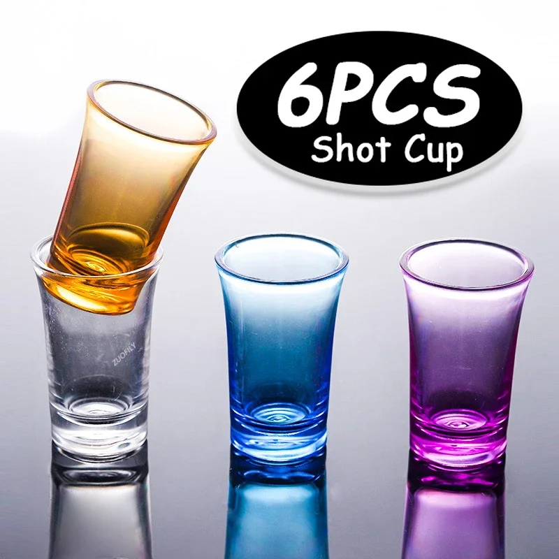 NEW 6 PCS Shot Glass Plastic Spirits Shot Cup Party Bar Club Drinking Tool Wedding Wine Glasses Cocktail Pint Bullet Vodka Cups