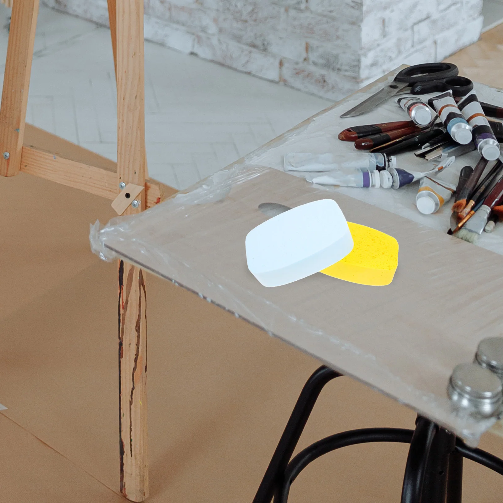 

2Pcs Water Absorption Painting Sponge Lightweight Portable Artist Sponge for Watercolor Acrylic Painting Cleaning Tool Art