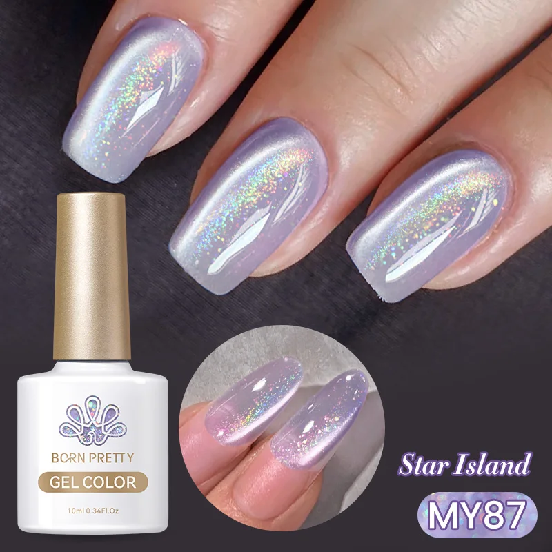 BORN PRETTY Auroras Cat Magnetic Gel Nail Polish Reflective Sparkling Glitter Semi Permanent Nail Art Soak Off LED UV Gel Varnis