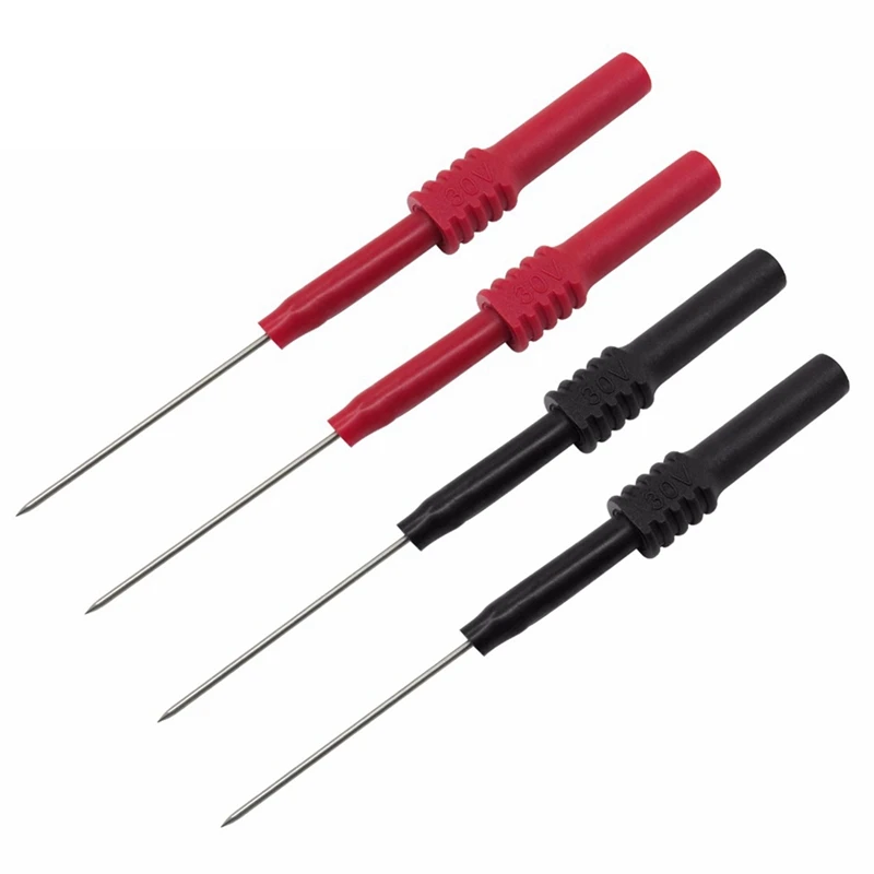 NEW-8PCS Soft PVC Insulated Puncture Needle Non-Destructive Multimeter Test Probe Red/Black