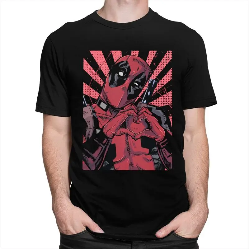 Gorgeous Deadpool Hand Heart T Shirt Men Short Sleeves Pure Cotton T-shirt Leisure Tees Graphic Tshirts