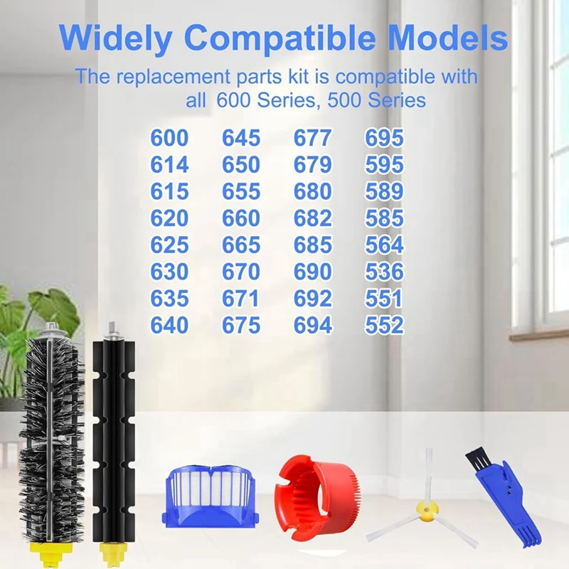 อะไหล่สำหรับ iRobot Roomba 600ชุด694 690 600และ500ชุด595 585 564หุ่นยนต์ดูดฝุ่นตัวกรองแปรง