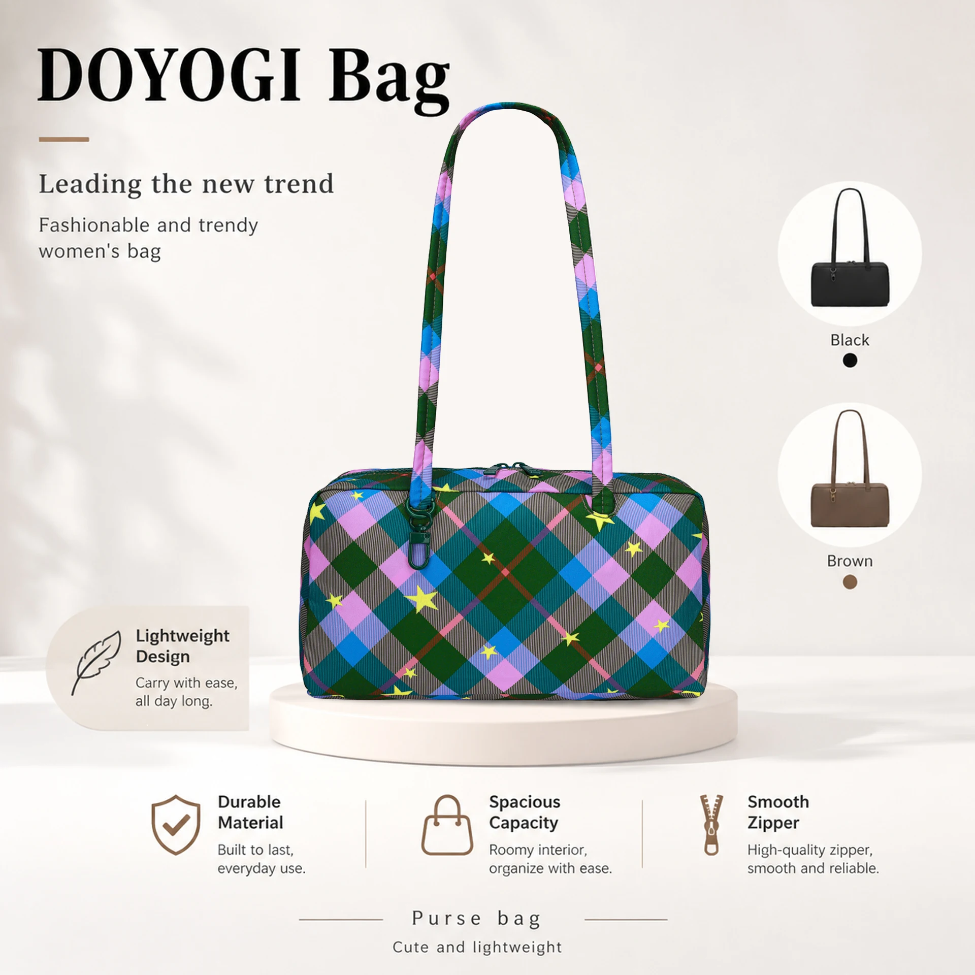 Lightweight Nylon Tote Bag with Keychain for Work Travel and Gym