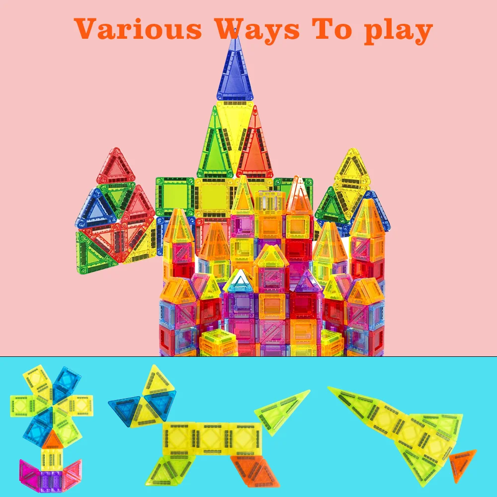 Carreaux magnétiques pour enfants âgés de 3 à 5 à 4 à 8 ans, jouets magnétiques pour 3 4 5 6 7 8 ans et plus, blocs de construction magnétiques pour garçons et filles