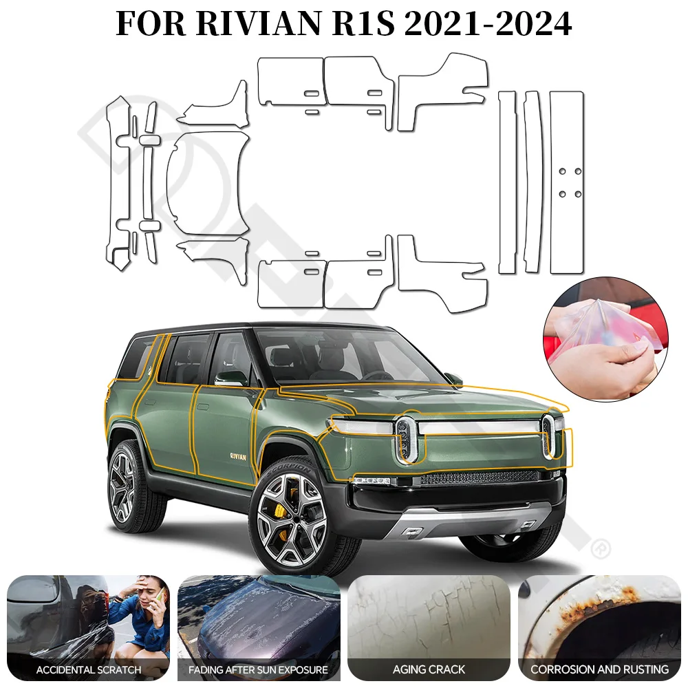 

Для Rivian R1S 2021-2024: Прозрачная защитная пленка из ТПУ/ППФ для автомобильной краски, самоклеящаяся, антицарапийная, аксессуар для экстерьера автомобиля