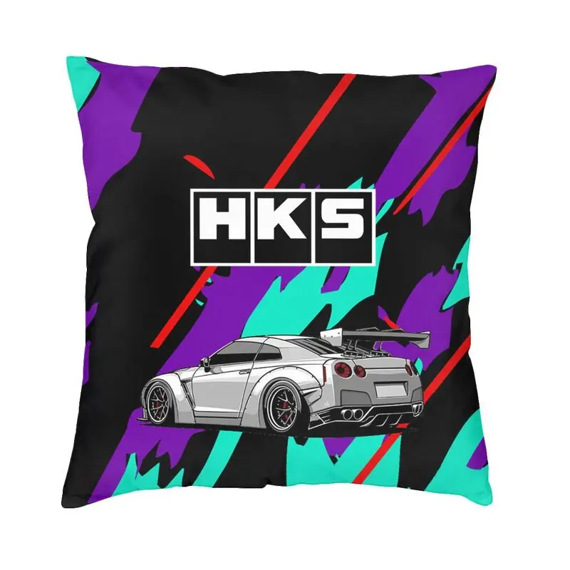 

Japanese Retro Auto Hks Jdm Drifting Square Pillowcover Decoration Cushion Cover Throw Pillow for Sofa Double-sided Printing