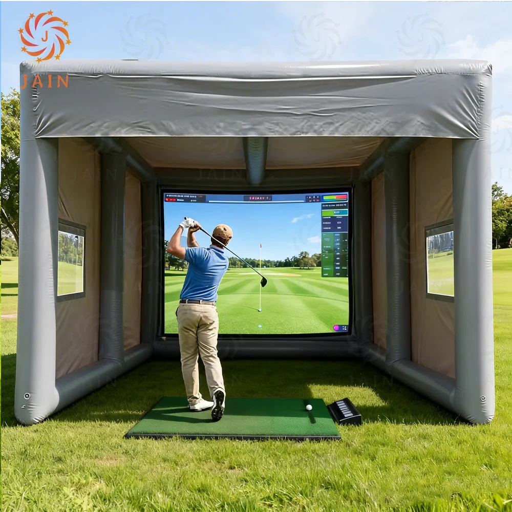 Newly Portable Inflatable Golf Simulator  Tent Sports Event Enclosure Indoor/Outdoor Golf Practice Swing Tent with Screen