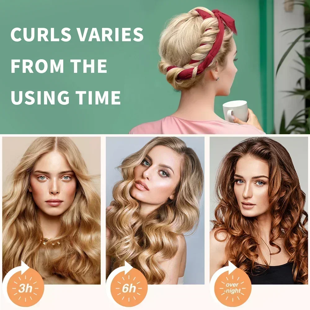 Heatless Curling Rod Headband Hair Curlers No Heat Ribbon Lazy Hair Rollers Silk Curls Sleeping Soft Headband Hair Styling Tools