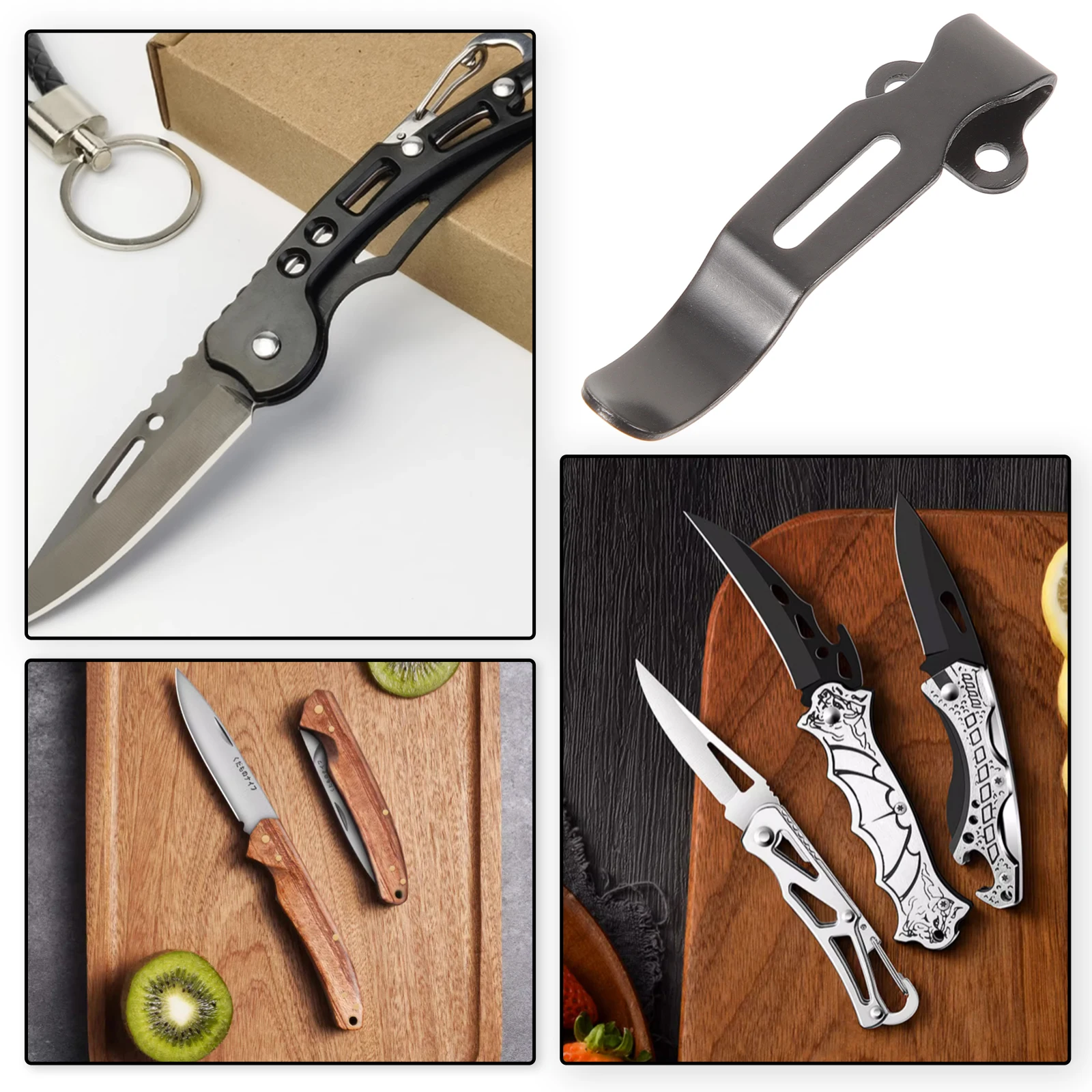 

Folding Knife Clip Stainless Steel Black Pocket Clip DIY Accessories Camping Hiking Tool Holder Replacement Sheath