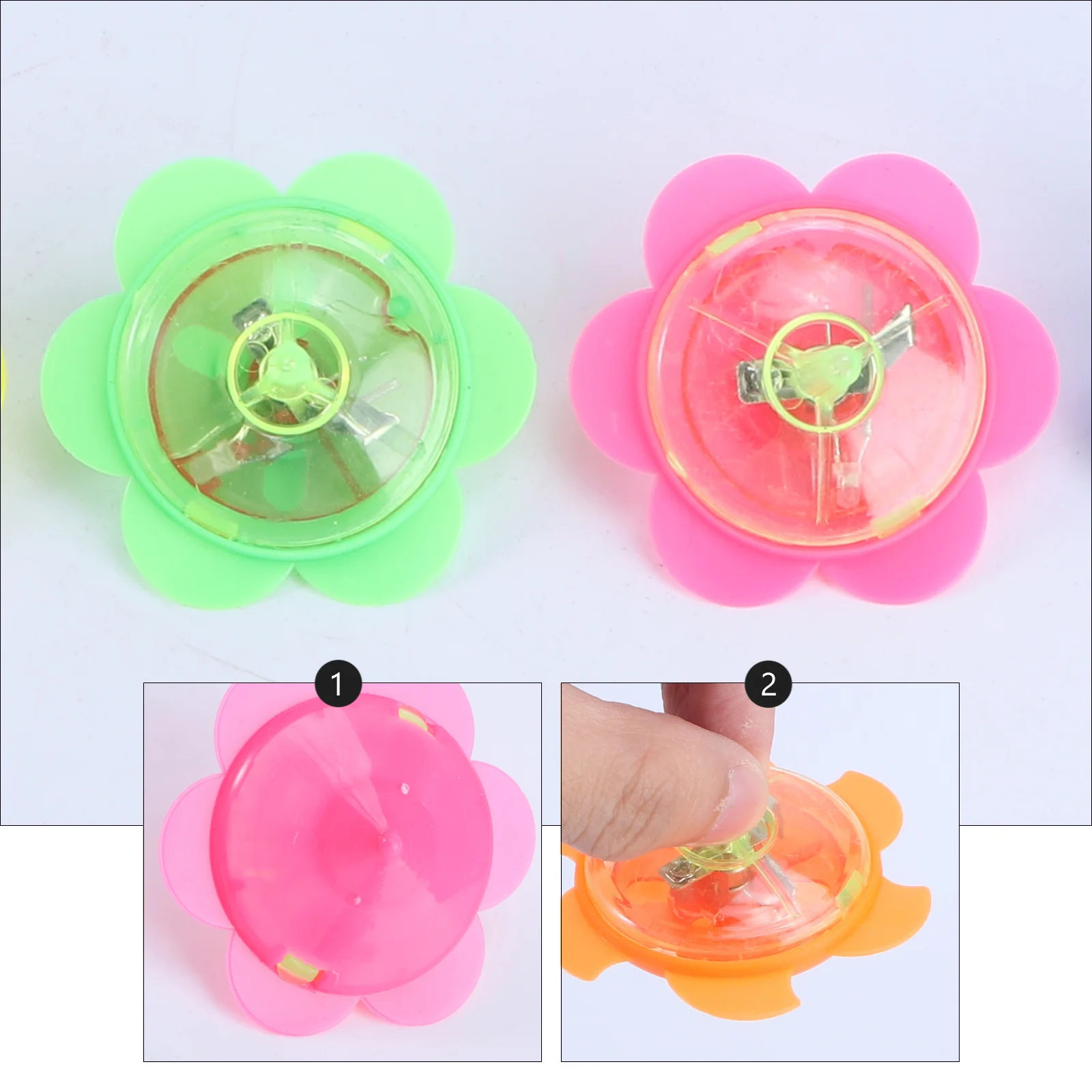 24pcs Mini Flashing Tops Toys Plastic Gyroscope Peg-top for Kids Children (Random Color) plastic top flashing peg-top