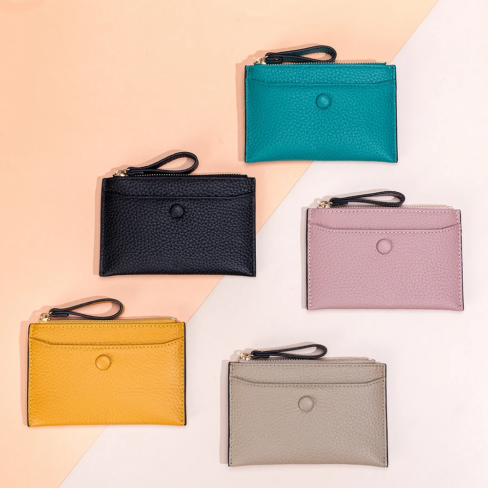 Ultra-thin zero wallet leather mini card driver's license carrying case female multi-function receive more screens card package