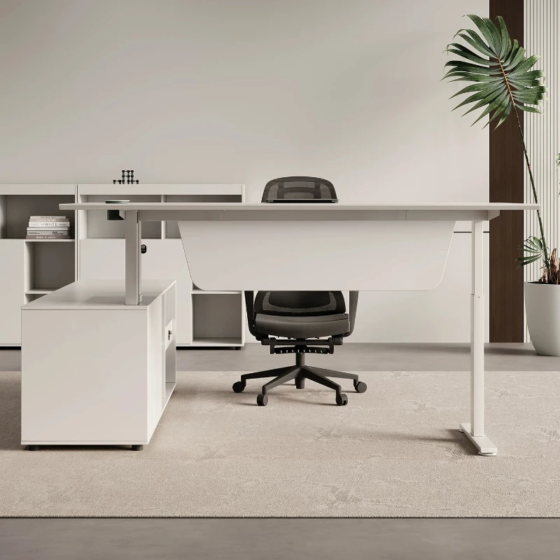 Motorized Sit-Stand Executive Workstation Multi-Size Large Office Manager Desk with Matching Storage Pedestal Cabinet furniture