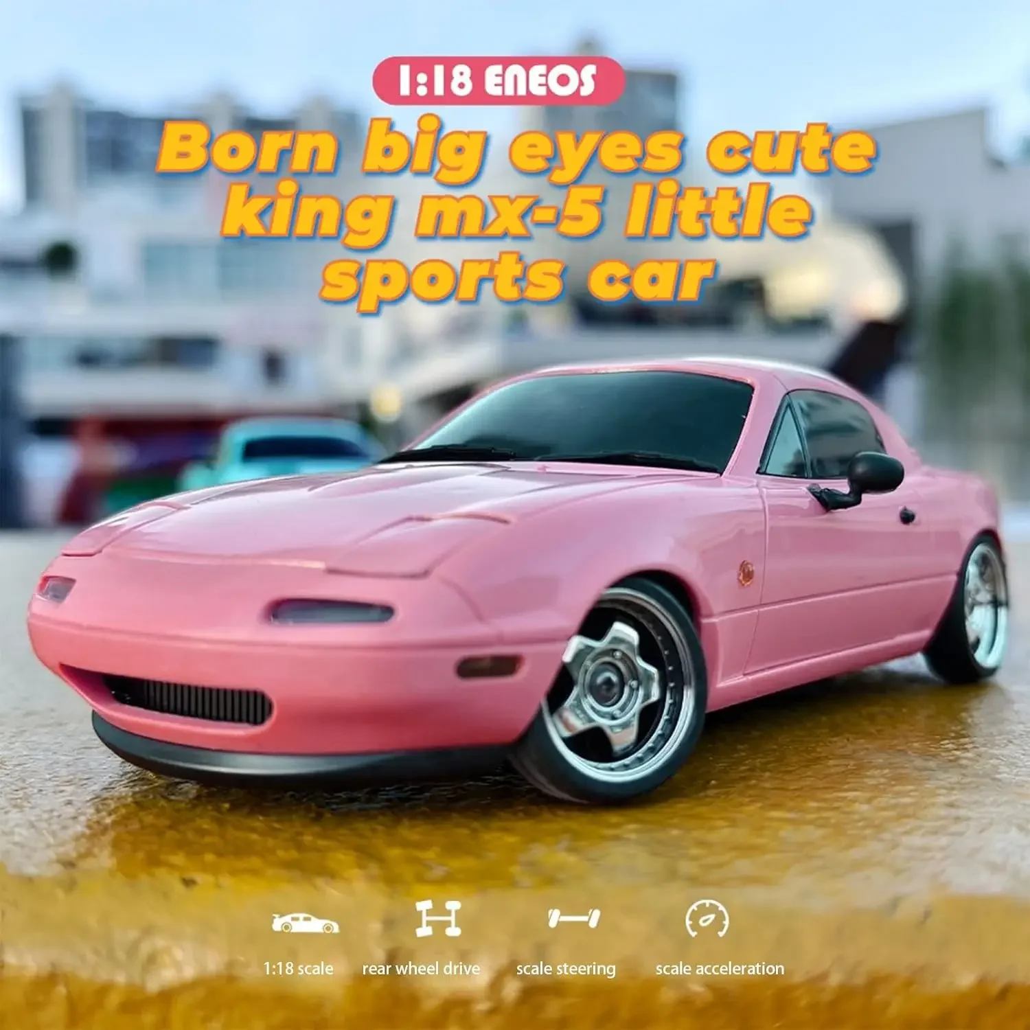 LDRC 1/18 RC Drift Car LD1804 Mazda MX5 2,4 GHz con luces LED giroscópica ESP coches de carreras de juguete RC a escala completa para niños juguete para regalo