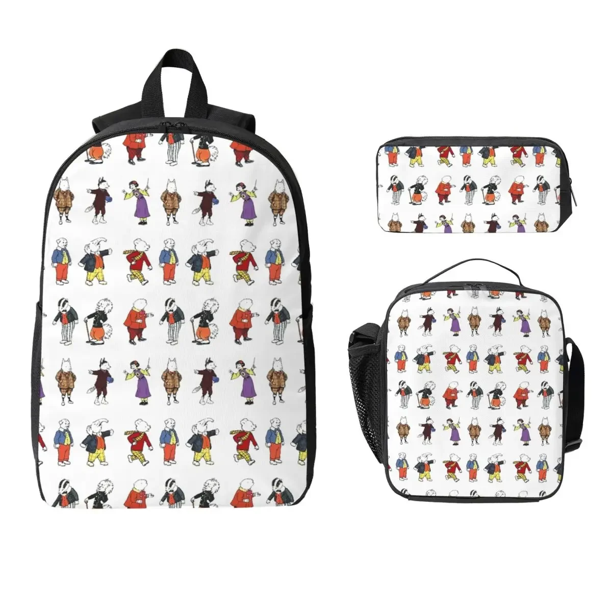 Rupert Bear And Friends Backpack Student Boy Girls BookBag School Bag Computer Shoulder Bags 3ps Insulated Lunch Bag Pencil Case