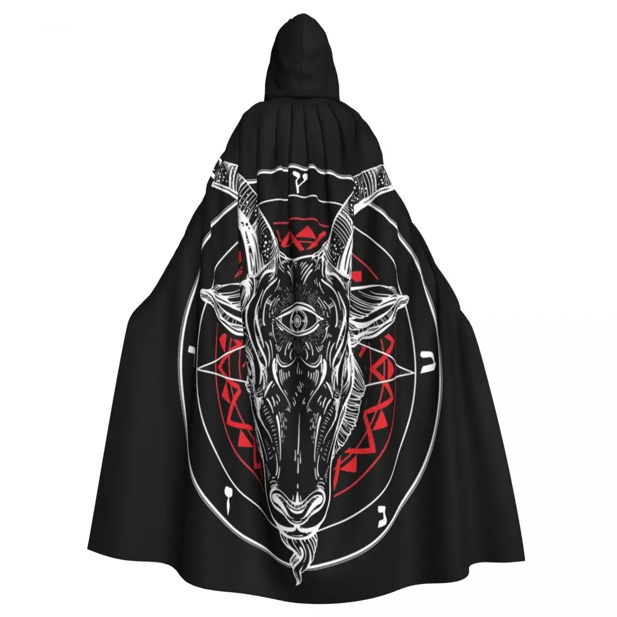 Goat Baphomet Circle Satan Symbol Lucifer Devil Long Hooded  Witch Costume Cosplay Cape HalloweenParty Adult Unisex