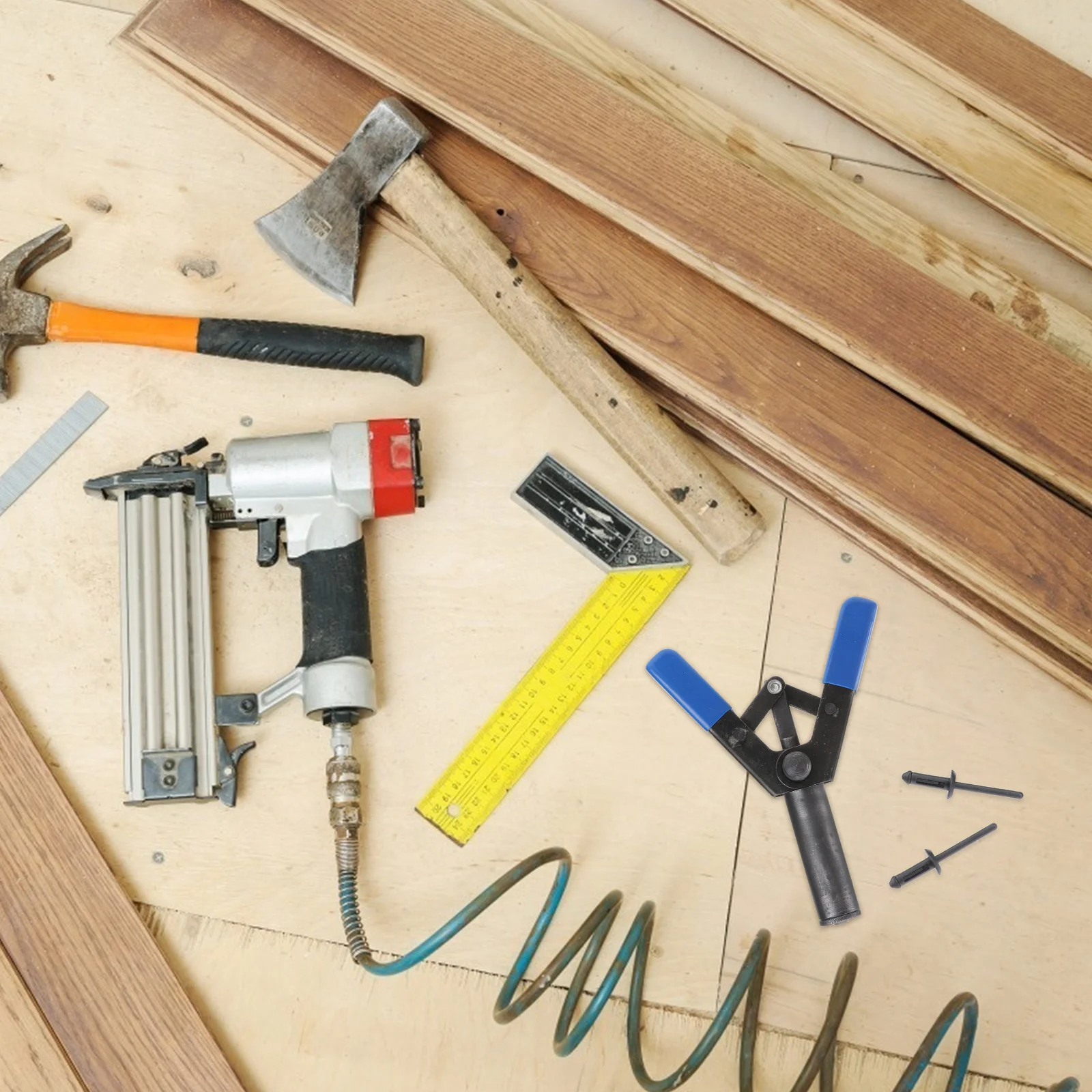 

1Set Ergonomic Design Black Riveter Machine Core-Pulling Hand Tool 40 Poly Rivets Included for Automotive Trim Door Panel