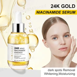 Suero Facial de niacinamida, blanqueador, hidratante, eliminación de manchas oscuras, oro de 24k, ácido hialurónico, rejuvenecimiento, suero Facial, cuidado de la piel