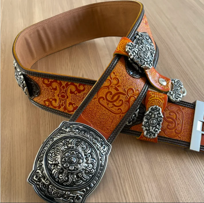 Mongolian Men's Leather Belt Hook Mongolian Robe Men's Waist Cover Decoration