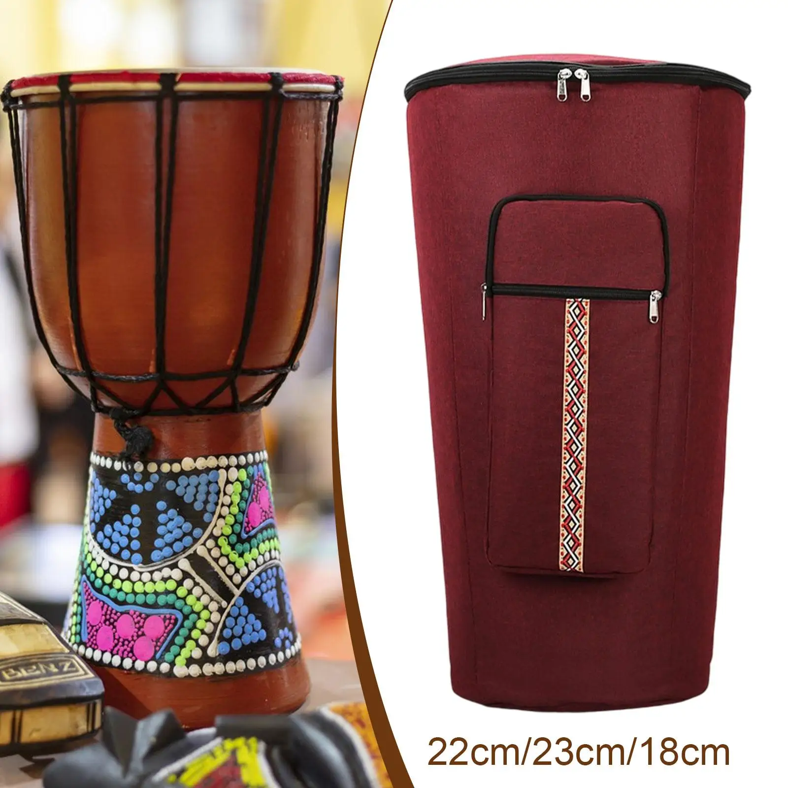 حقيبة ظهر Djembe Drum مقاومة للخدش والغبار ومبطنة بشكل مريح