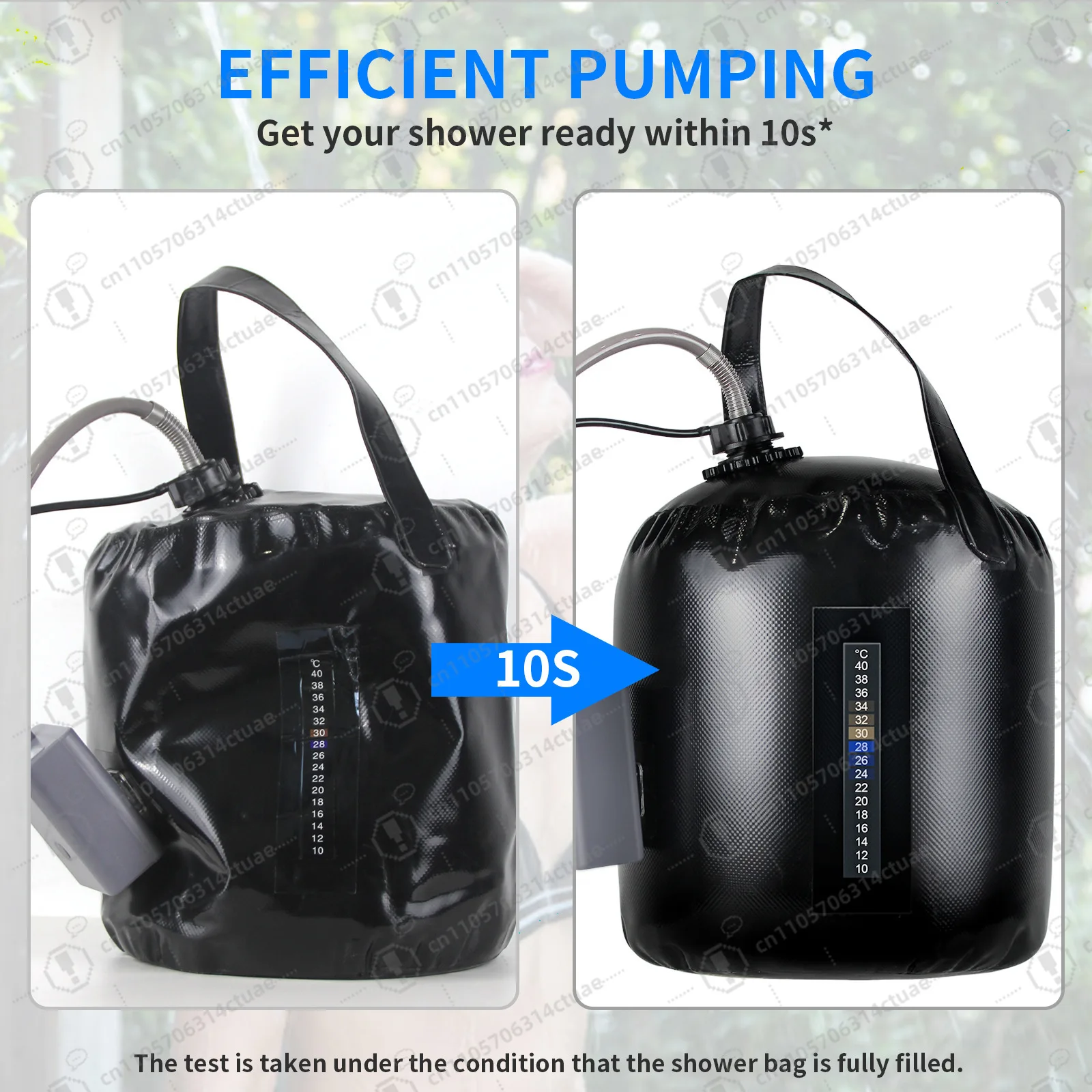 

Portable Electric Camping Shower with Rechargeable Air Pump Solar Heating And Built-in Thermometer for Outdoor Adventures