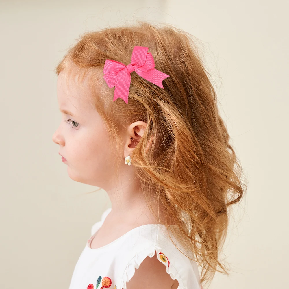 4 Teile/satz Handgemachte Satin Band Bogen Haar Clips für Baby Mädchen Nette Einfarbig Einfarbig Satin Haarnadeln Haarspangen Kinder headwear – Detail 1