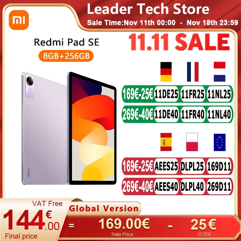 Global Version Redmi Pad SE  tablet 11 Inches  FHD 90Hz Display Snapdragon 680 Mobile Platform  8000mAh Battery Xiaomi