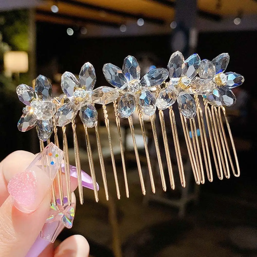 

Sweet Korean Style Girl's Gift Arylic Children Flower Hairpin Crystal Hair Clip Imitation Pearl Hair Claw Kids Hair Comb