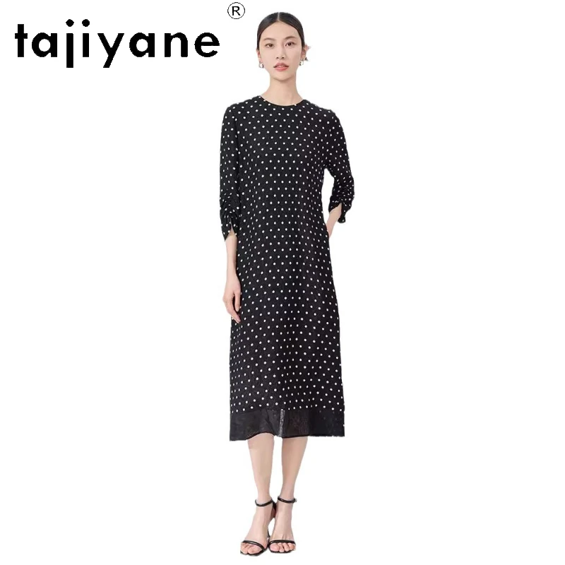 

TAJIYANE 100% Mulberry Silk 28 Momme Dresses 2024 Women Elegant Long Dresses Summer Black Dress Womans Clothing Vestidos Largos