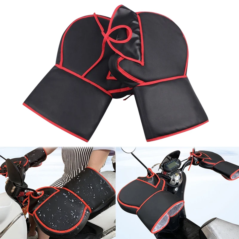 Winter Motorcycle Handlebar Gloves Thermal Windproof Waterproof Warm Motorbike Handle Bar Hand Cover Muffs For Winter