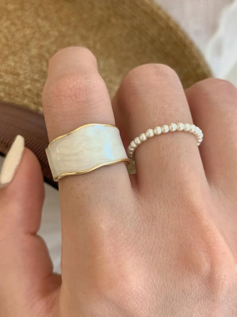 

Elegant Wide Enamel Ring for Women S925 Silver Korean Style Vintage Courtship Fashionable Open Finger Ring Creative Inde...