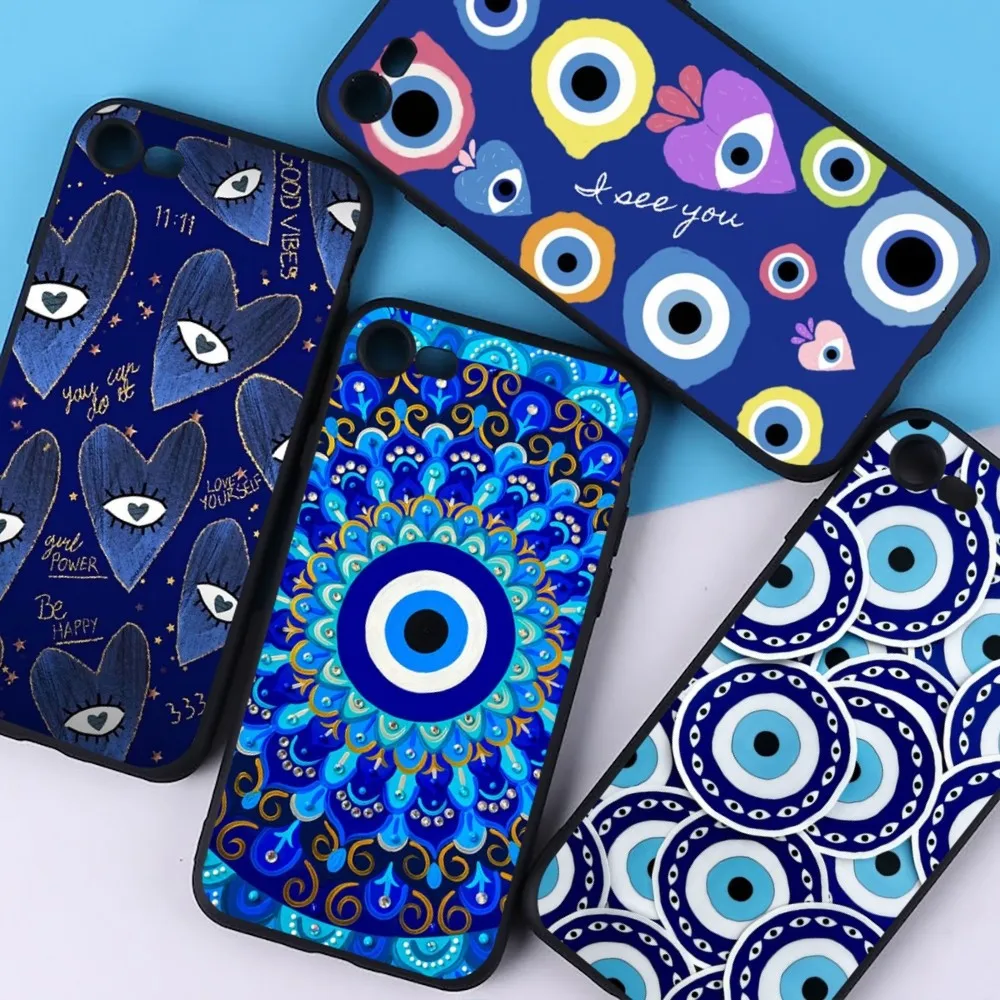 Funny Turkish Lucky Blue Evil Eye Phone Case For iPhone 15 14 11 12 13 Mini Pro XS Max Cover 6 7 8 Plus X XR SE 2020 Funda Shell