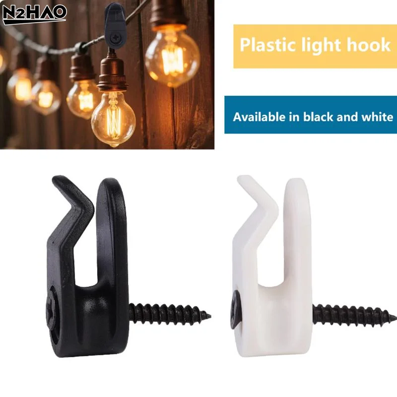 20Pc Plastic Outdoor String Lights Clips Screw-in Plastic Hangers Lights Hanger Hooks For Plant Baskets String Lights Decoration