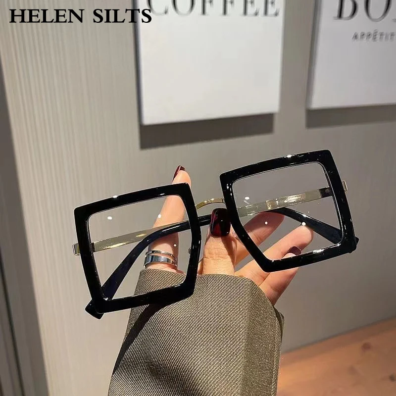 

Oversized Square Glasses Women Fashion Oversized Anti Blue Light Optical Eyewear Trendy Brand Design Transparent Eyeglasses