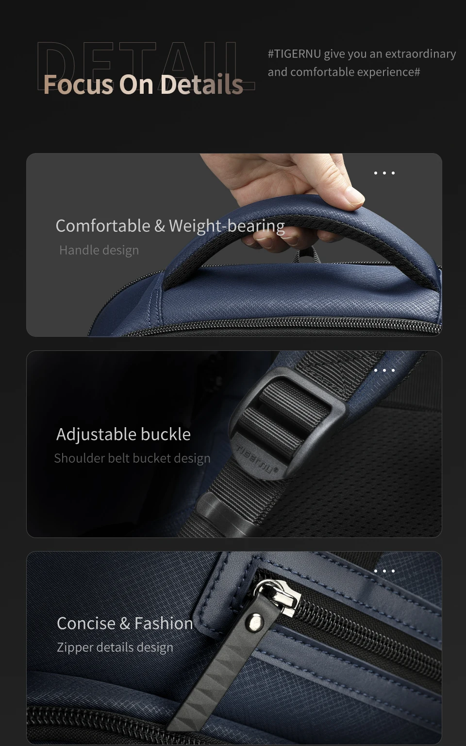 Tigernu Reiserucksack Taschen 15,6 Zoll Laptop Rucksäcke für Männer Wasserdichte Schulrucksäcke Business Taschen Rucksack Connect Serie – Detail 12