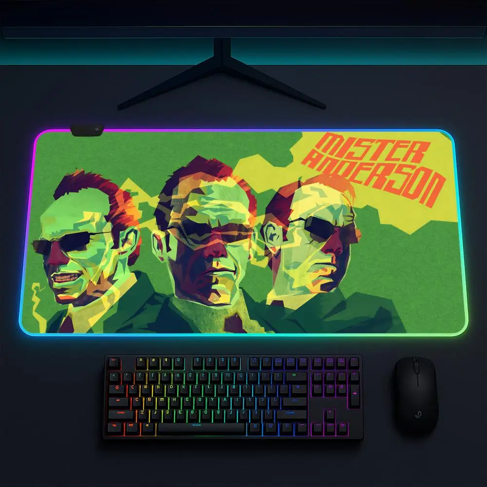 The Matrix Mouse Pad Gaming mat, LED lighted, non-slip base, waterproof, large deskpad, soft surface