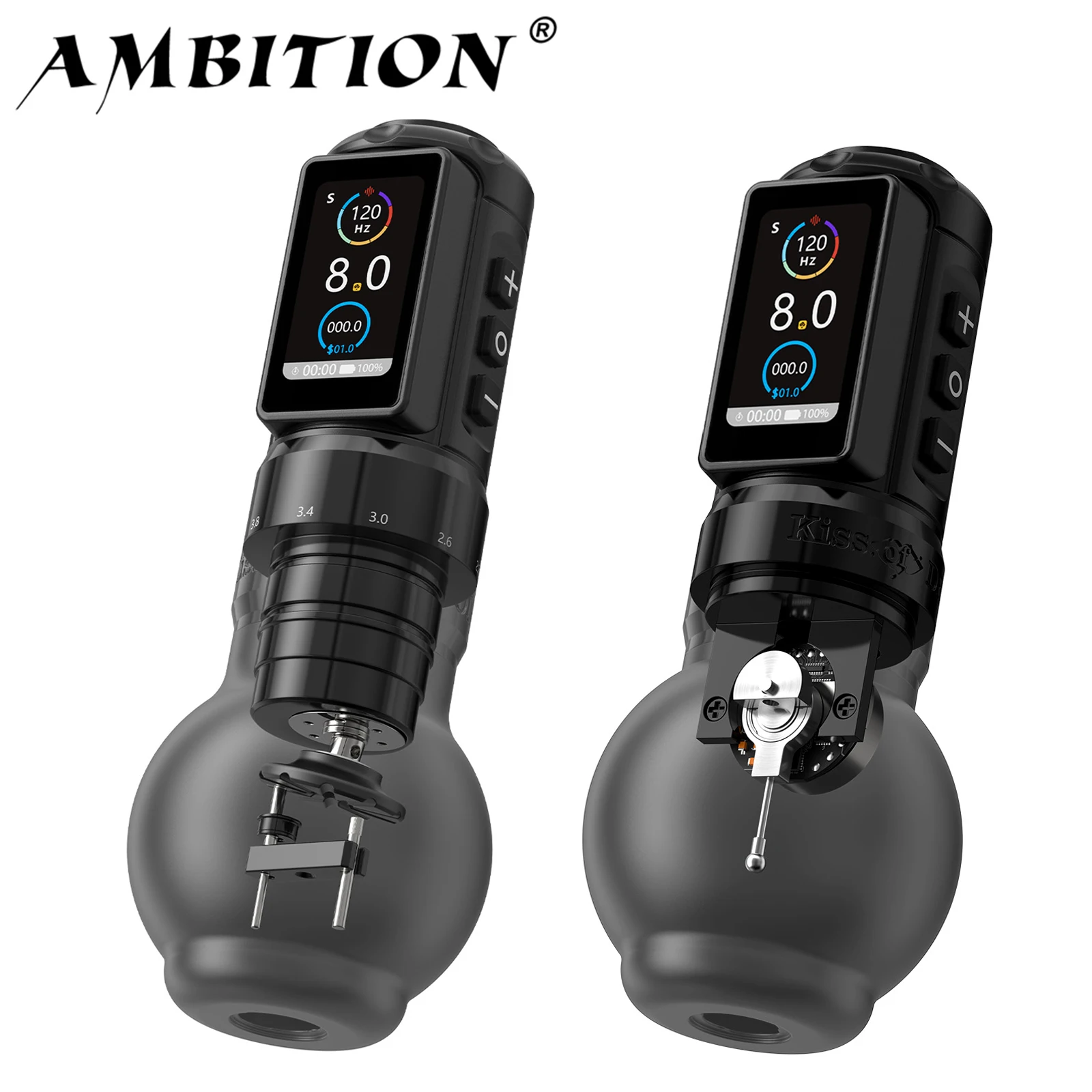Ambition Wireless Battery Tattoo Machine Traveler-T1 Straight Rod Direct Drive Pen and Traveler-T2 Adjustable Stroke 2.4-4.2mm