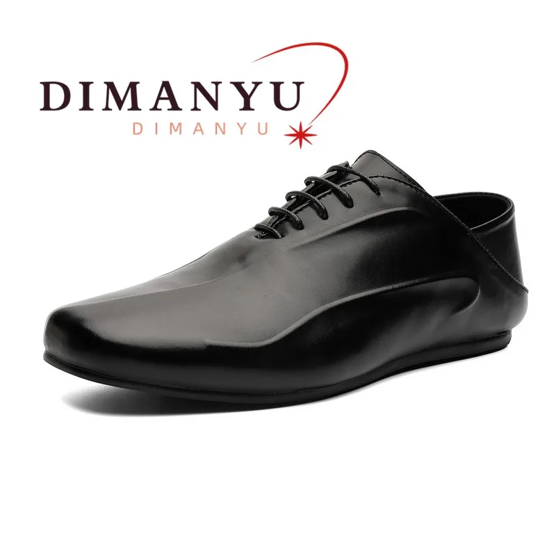 DIMANYU Men Oxford Shoes Lace‑up Flat Large Size Man Casual Shoes Square Toe Office Daily Footwear Man