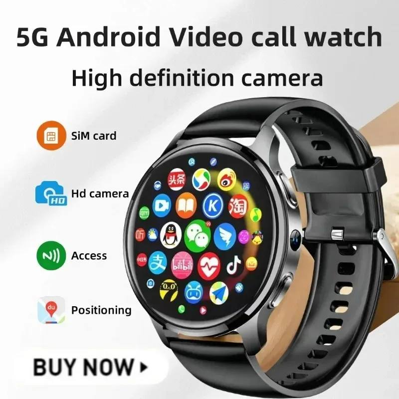 สมาร์ทวอทช์ P68 4G ระบบแอนดรอยด์สำหรับผู้ชาย พร้อมกล้องคู่ 500MP, หน่วยความจำ 128GB, GPS, เครื่องวัดอัตราการเต้นของหัวใจและความดันโลหิต