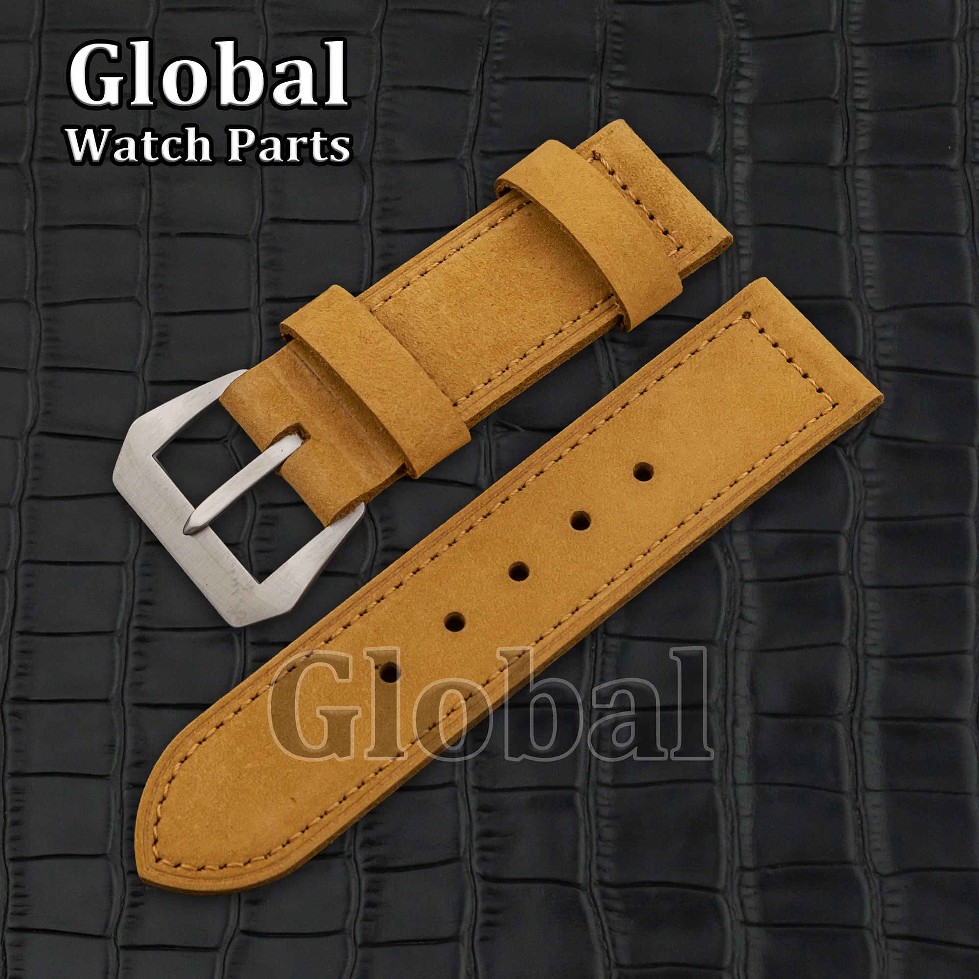 26 مللي متر حزام ساعة جلد طبيعي صالح PAM 6152 جودة عالية خمر طبقة الرأس جلد البقر الرجال الساعات استبدال أجزاء الساعة
