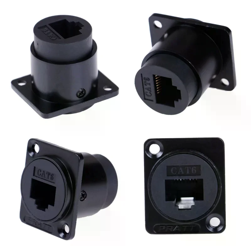 RJ45 D-type Module Socket Female Signal Connector Cat6 Panel Mount Network