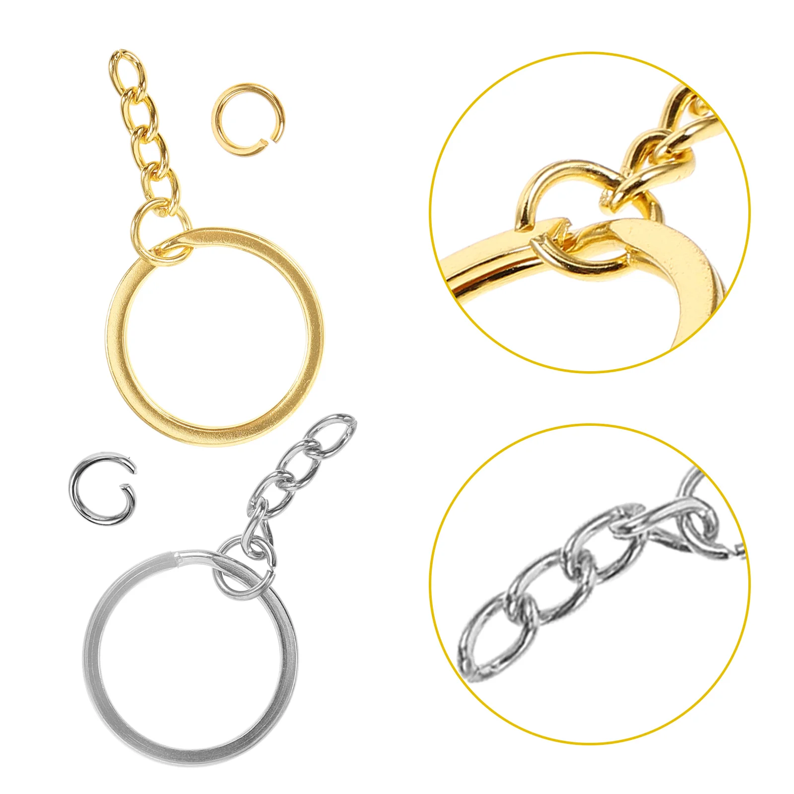 

50pcs Keychain Diy Making Accessories Durable Metal Key Ring Ornaments Craft Jewelry Coin Holder Flat Ring Design Bulk