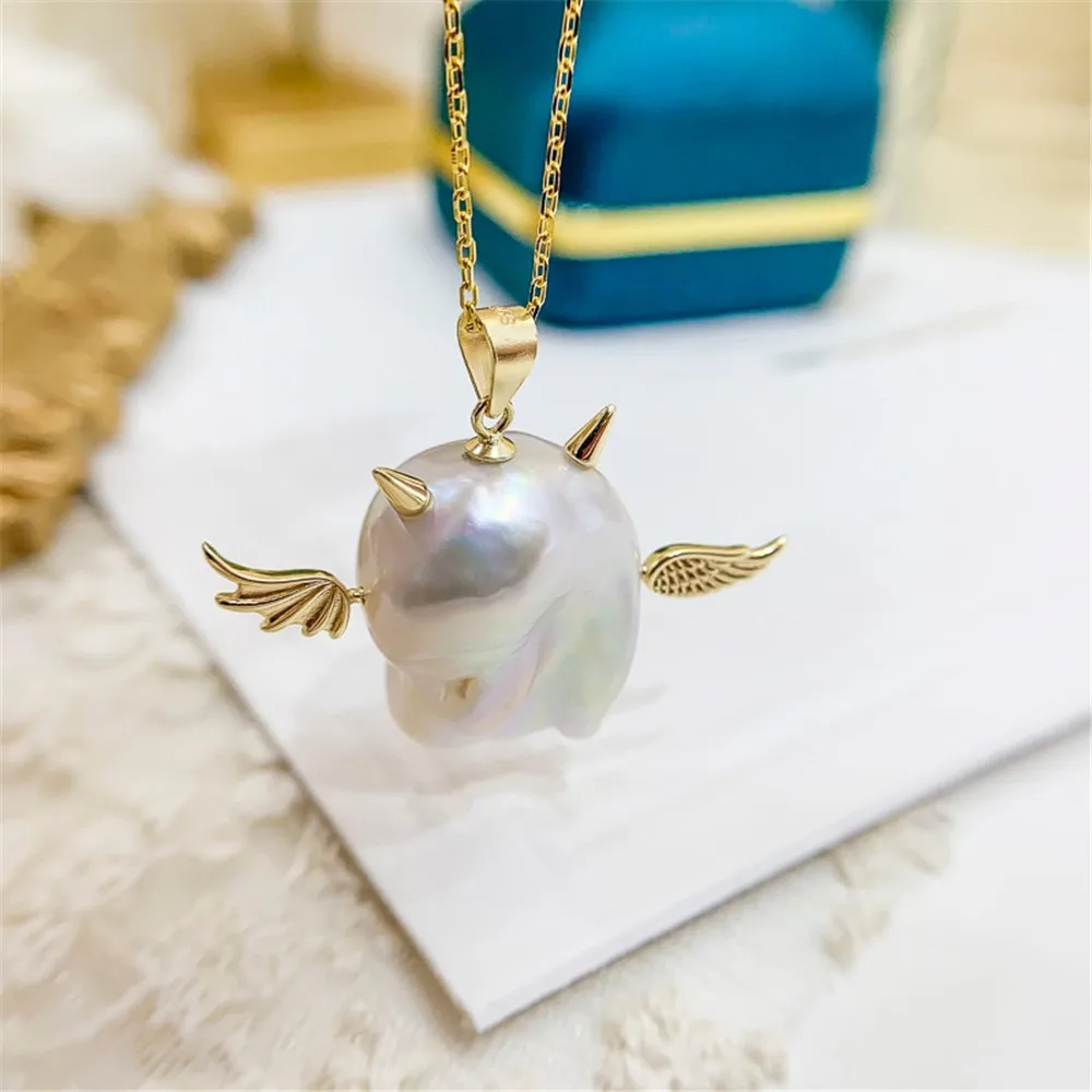 

DIY Pearl Accessories S925 Sterling Silver Pendant Empty Toa Piao Small Devil Baroque Alien Necklace Bracelet D431