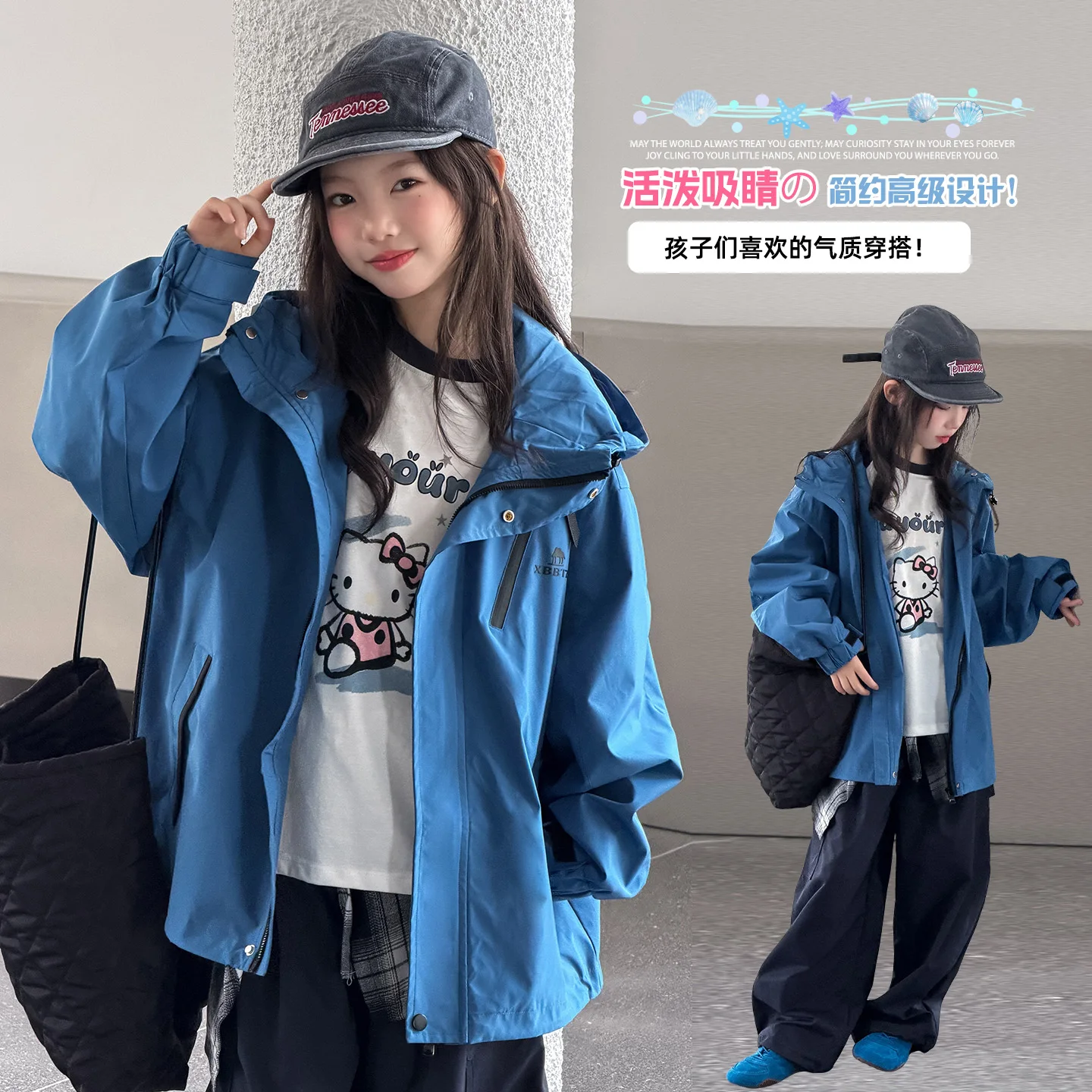 Spring Autumn Children Boy Windbreaker Coat Teen Girls Solid Color Zipper Hooded Outerwear Fall Kids Waterproof Windproof Jacket