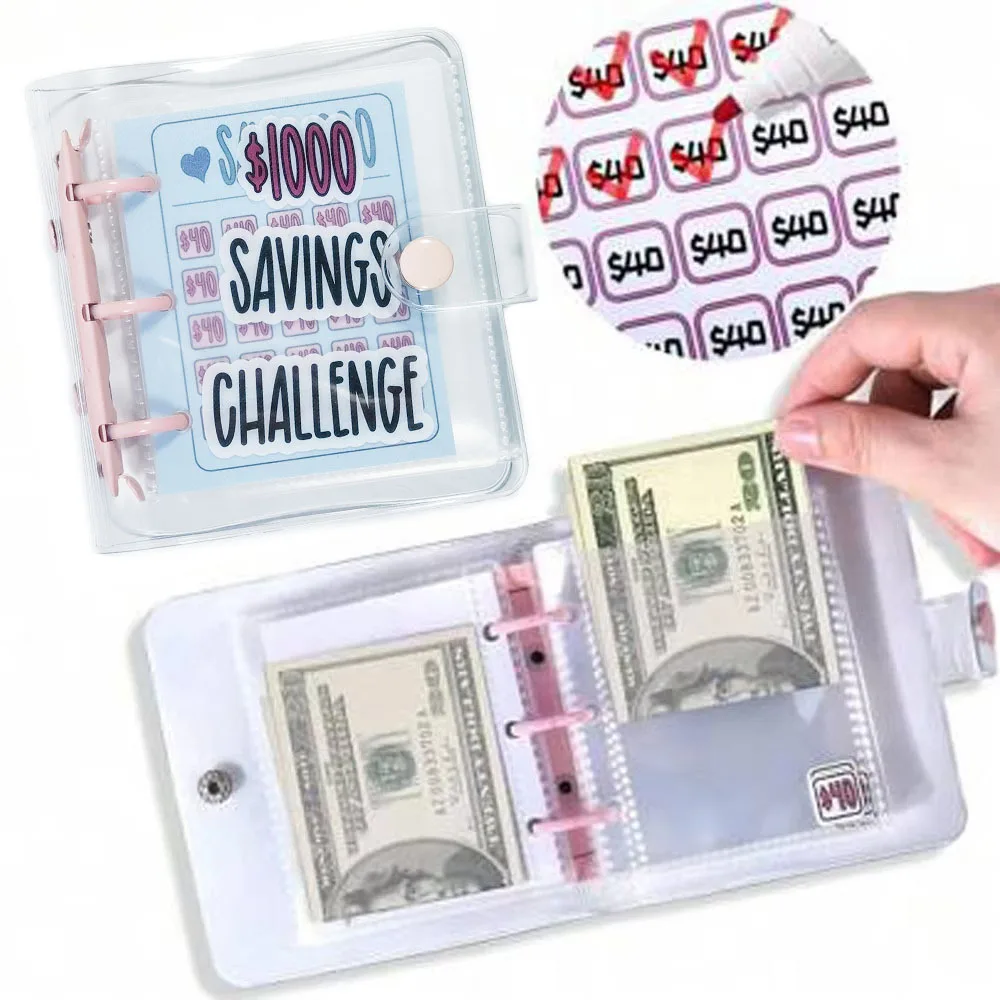 Mini Binder Saving Challenge 1000/2100 Dollars Saving Budget Cash Envelope Wallet Budget Binder Notebook Planner