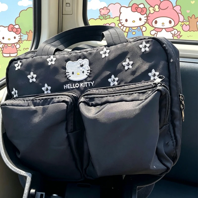 Kawaii Girl Sanrios Travel Bag Hello Kittys Cute Handbag Cartoon Embroidery Large Capacity Portable Travel Make Up Storage Bag