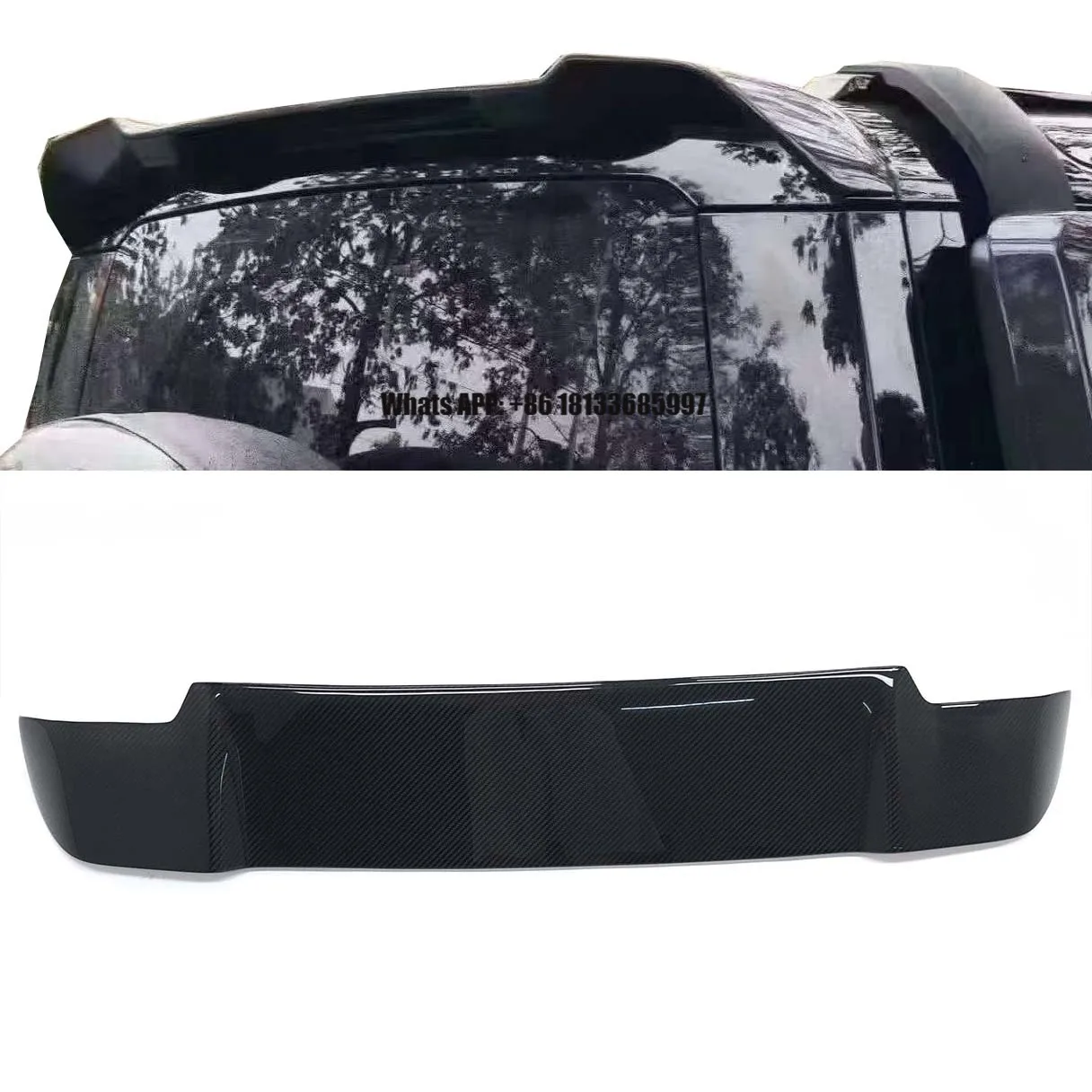 

High Quality Carbon Fiber Rear Spoiler with Single Deck and Glue Tape Installation for Land Rover Defender 90 110 2015-2016