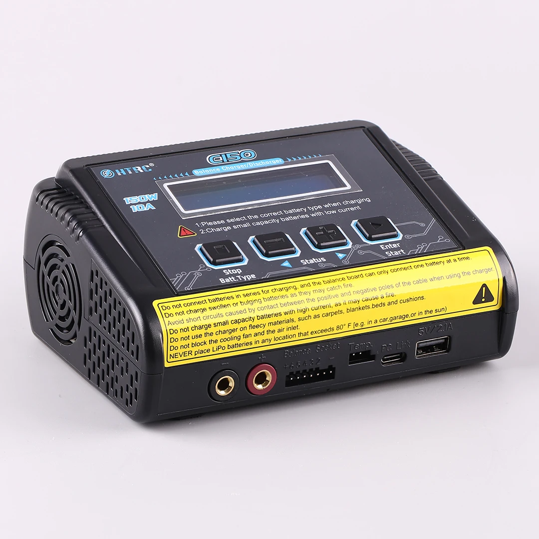 HTRC C150 Lipo Charger Balancer AC/DC 150W 10A Battery Discharger for LiPo LiHV LiFe Lilon NiCd NiMh Pb Batteri+ Cables
