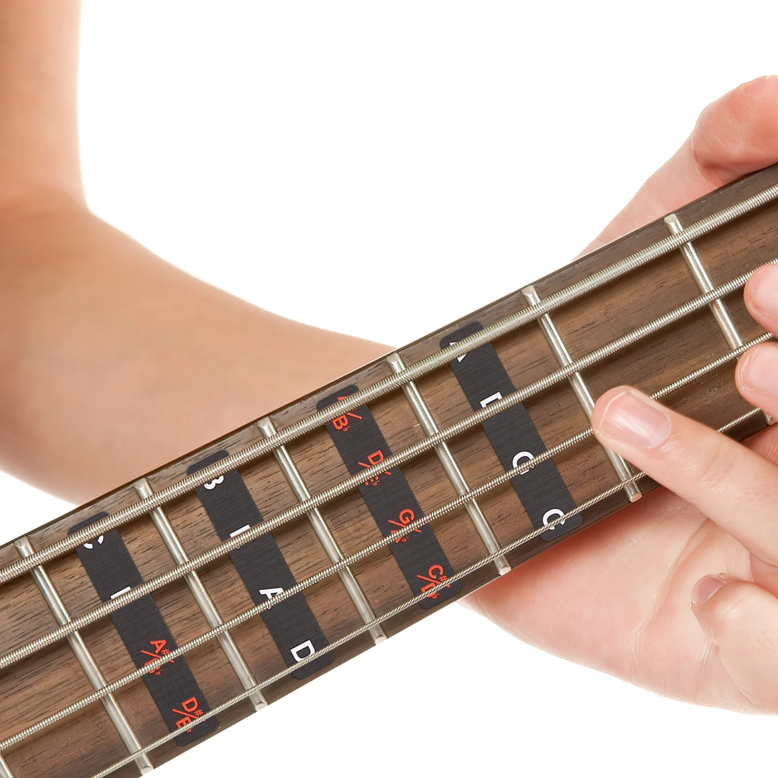 

2pcs Bright Guitar Fretboard Stickers Reusable Practice Tool For Beginners Folk Electric Guitar Learning Aid Fretboard Notes