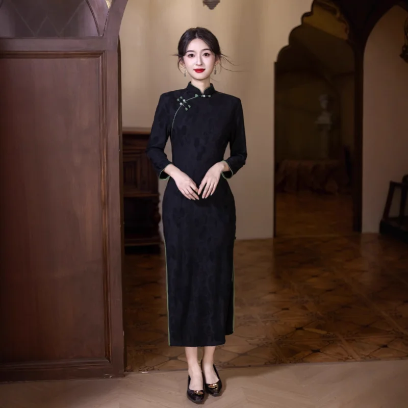 

qi pao long sleeves new chinese dresses for casual women innovative long women's best selling traditional 2026 spring cheongsam
