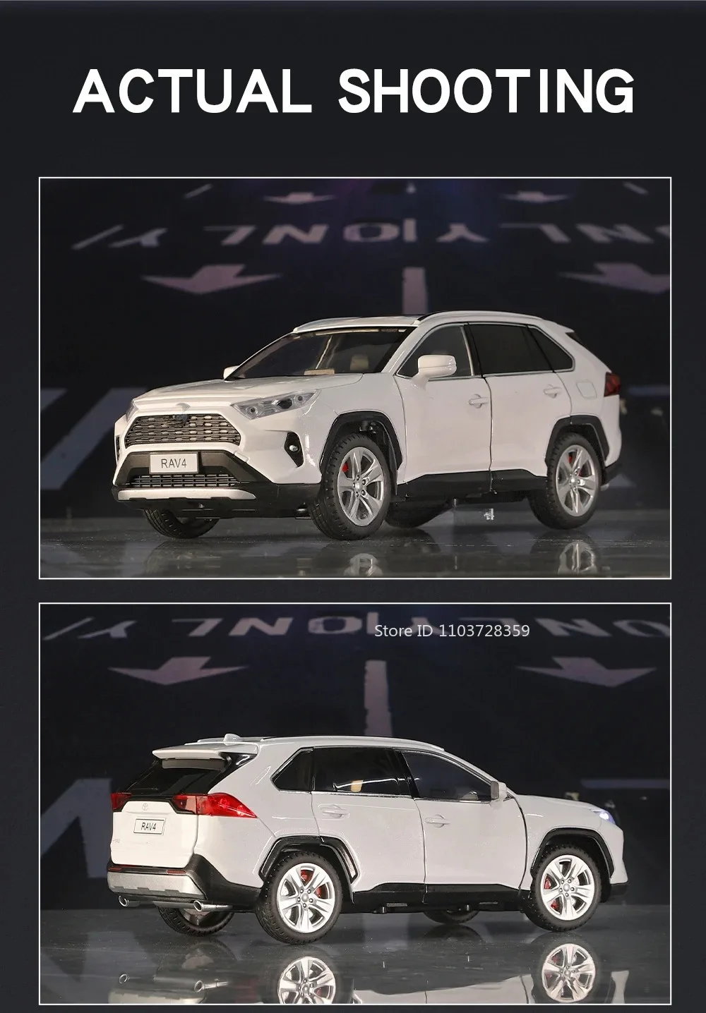 Maßstab 1:24 Highlander RAV4 Spielzeugmodell Miniaturautos Legierung Druckguss Sound Licht Türen geöffnet Zurückziehen Stoßdämpfung Jungen Geschenke – Detail 26